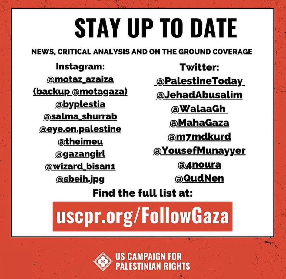 Accounts reporting from Gaza, Palestine