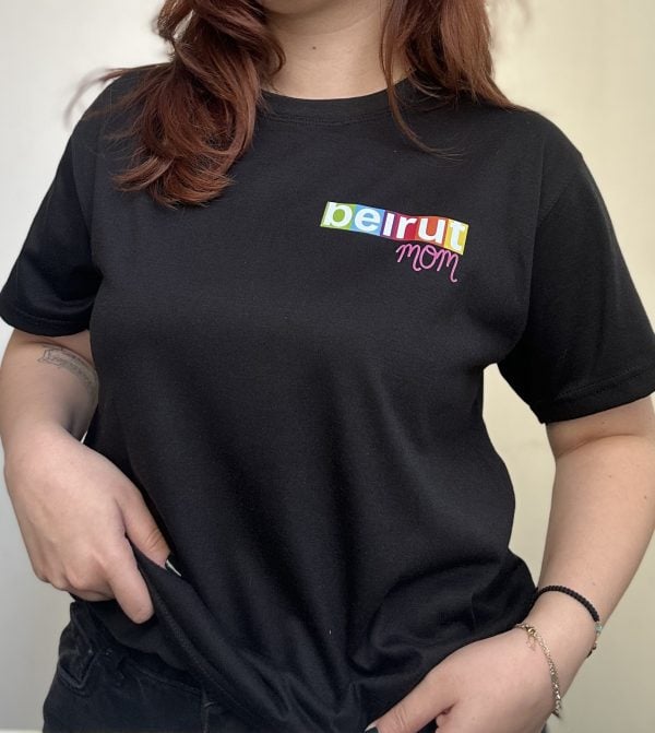 mom beirut.com t shirt in black