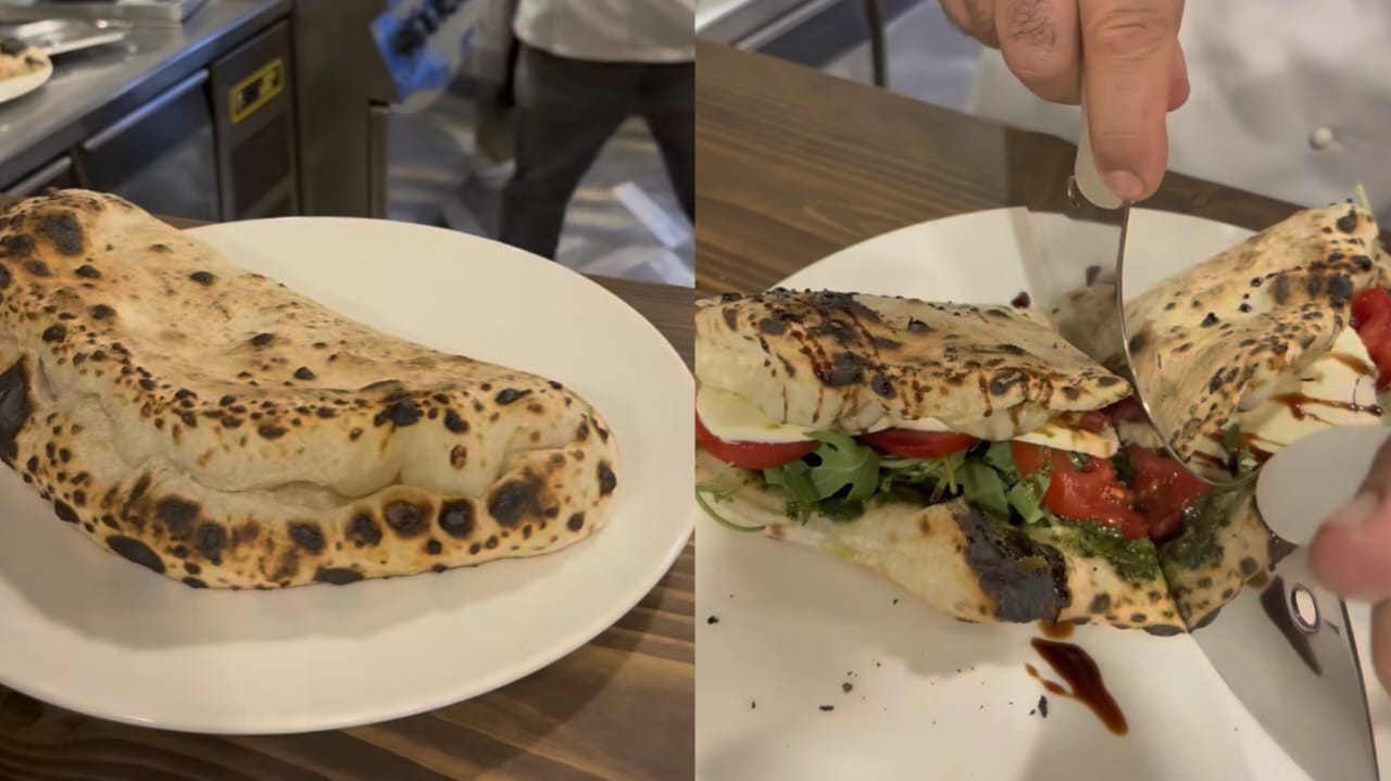 مطعم عم يعمل بيتزا إيطالية مطوية بلبنان