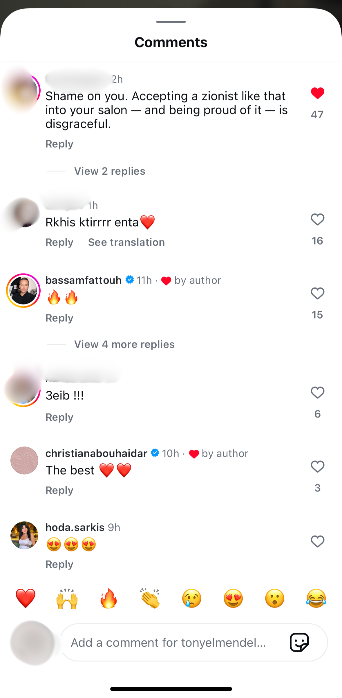 tony el mendelek comments