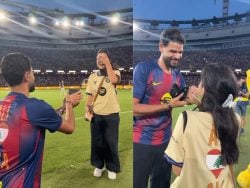 Lebanese Man Proposes on FC Barcelona Pitch Ahead of Match